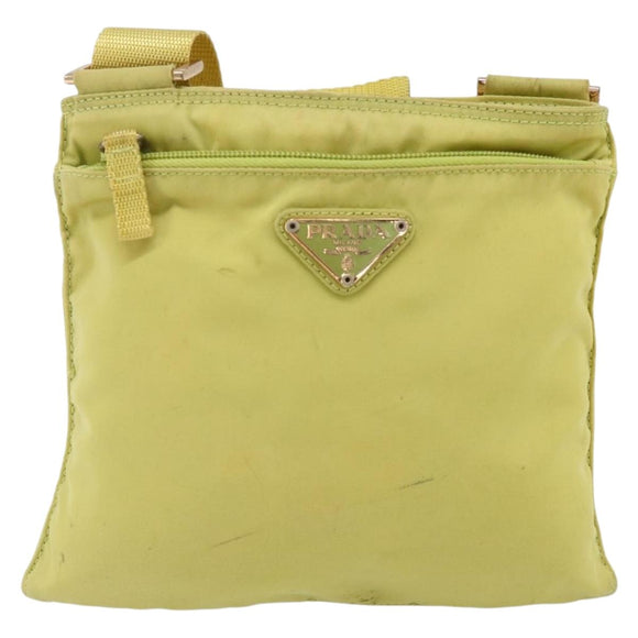 PRADA Shoulder Bag Nylon Yellow Silver Auth 175707