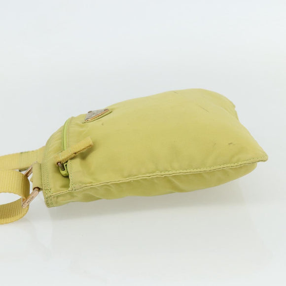 PRADA Shoulder Bag Nylon Yellow Silver Auth 175707
