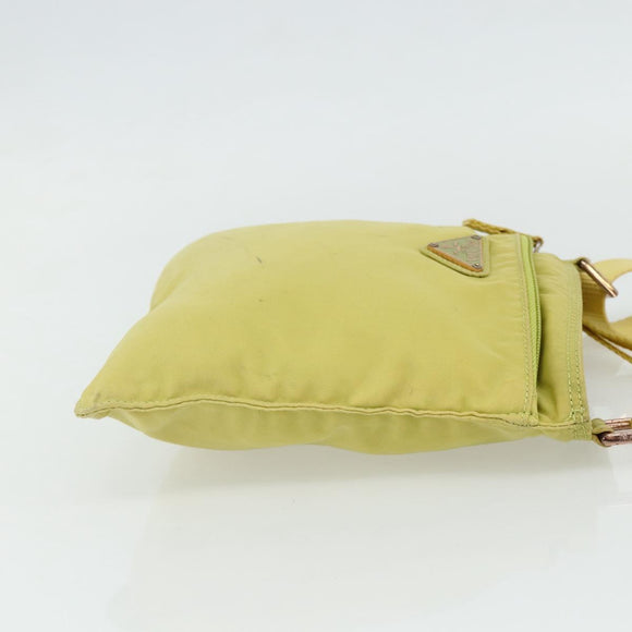 PRADA Shoulder Bag Nylon Yellow Silver Auth 175707