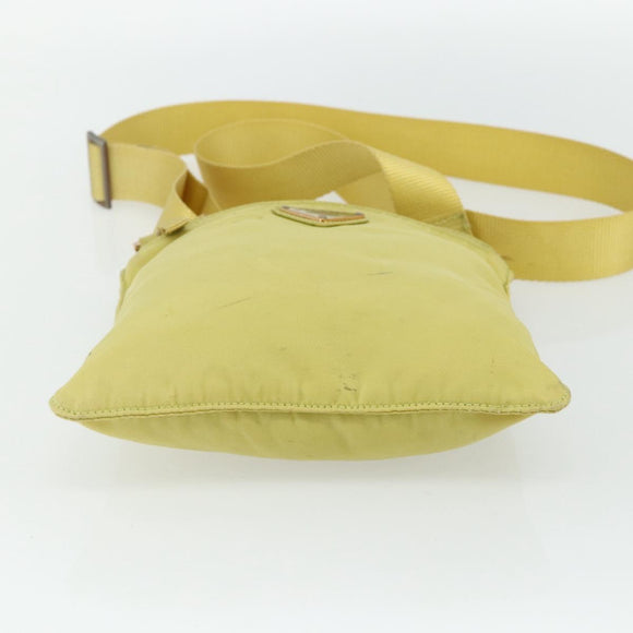 PRADA Shoulder Bag Nylon Yellow Silver Auth 175707