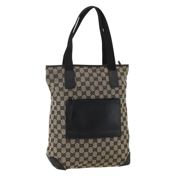 GUCCI GG Canvas Tote Bag Beige Silver 019 0401 Auth 175709