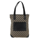 GUCCI GG Canvas Tote Bag Beige Silver 019 0401 Auth 175709-2