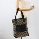 GUCCI GG Canvas Tote Bag Beige Silver 019 0401 Auth 175709-24