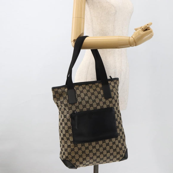 GUCCI GG Canvas Tote Bag Beige Silver 019 0401 Auth 175709