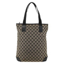 GUCCI GG Canvas Tote Bag Beige Silver 019 0401 Auth 175709-3