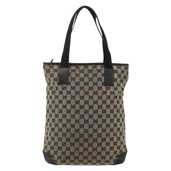 GUCCI GG Canvas Tote Bag Beige Silver 019 0401 Auth 175709