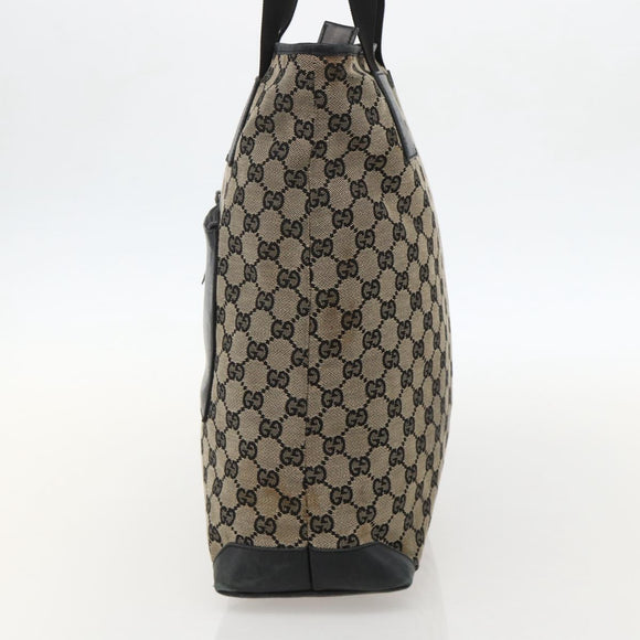 GUCCI GG Canvas Tote Bag Beige Silver 019 0401 Auth 175709