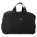 PRADA Boston Bag Nylon Black Silver Auth 175710A-1