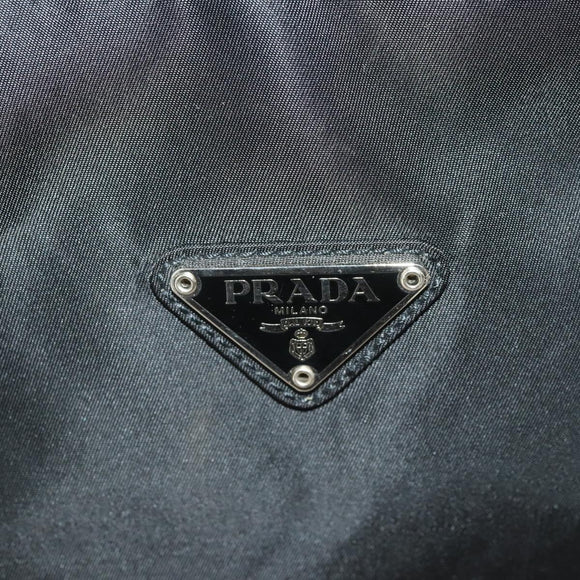 PRADA Boston Bag Nylon Black Silver Auth 175710A