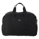 PRADA Boston Bag Nylon Black Silver Auth 175710A-13