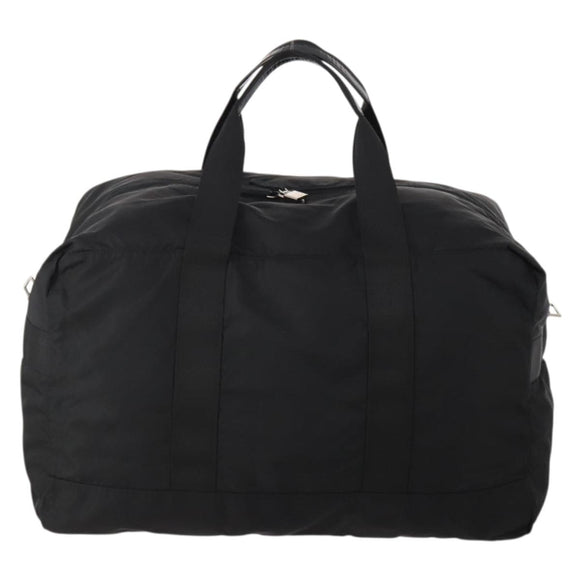 PRADA Boston Bag Nylon Black Silver Auth 175710A
