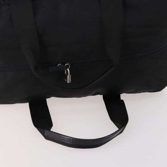 PRADA Boston Bag Nylon Black Silver Auth 175710A