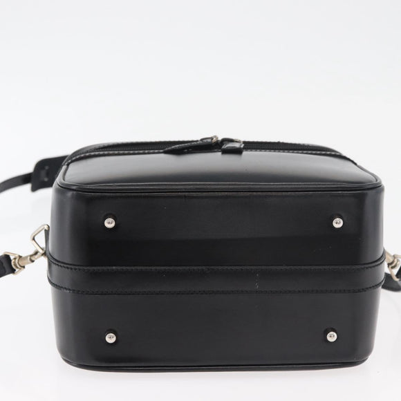GUCCI Bamboo Vanity Hand Bag Leather 2way Black Silver Auth 175718