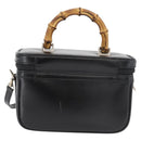 GUCCI Bamboo Vanity Hand Bag Leather 2way Black Silver Auth 175718-2