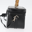 GUCCI Bamboo Vanity Hand Bag Leather 2way Black Silver Auth 175718-3