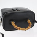 GUCCI Bamboo Vanity Hand Bag Leather 2way Black Silver Auth 175718-6