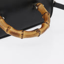 GUCCI Bamboo Vanity Hand Bag Leather 2way Black Silver Auth 175718-7