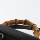 GUCCI Bamboo Vanity Hand Bag Leather 2way Black Silver Auth 175718-14