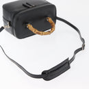 GUCCI Bamboo Vanity Hand Bag Leather 2way Black Silver Auth 175718-8