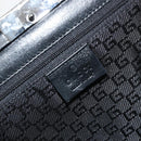 GUCCI Hand Bag Canvas Silver Black Auth 175720-18