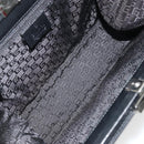 GUCCI Hand Bag Canvas Silver Black Auth 175720-11