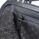 GUCCI Hand Bag Canvas Silver Black Auth 175720-21