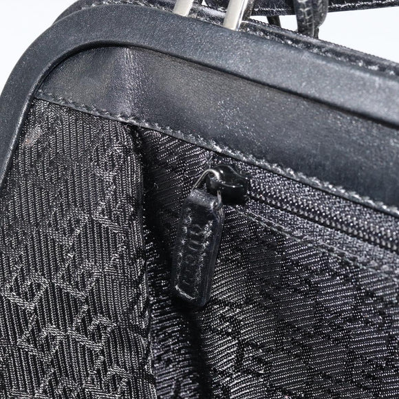 GUCCI Hand Bag Canvas Silver Black Auth 175720