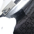 GUCCI Hand Bag Canvas Silver Black Auth 175720-12