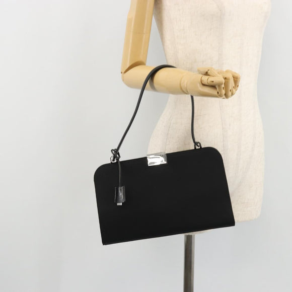 GUCCI Hand Bag Canvas Silver Black Auth 175720