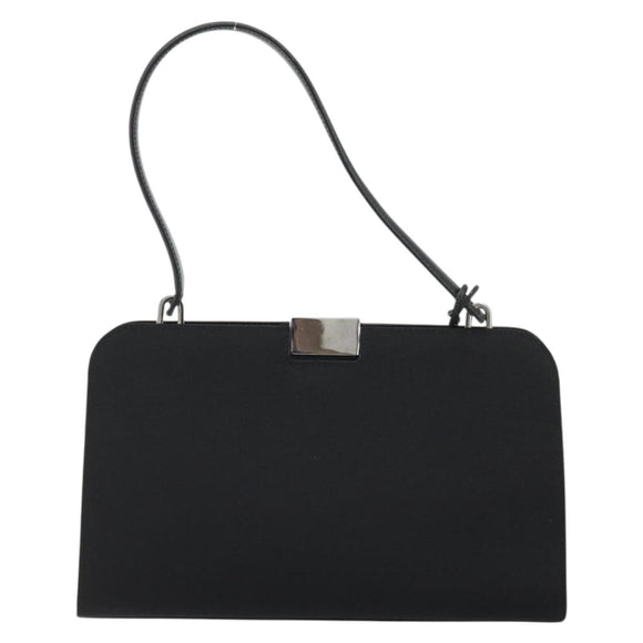 GUCCI Hand Bag Canvas Silver Black Auth 175720