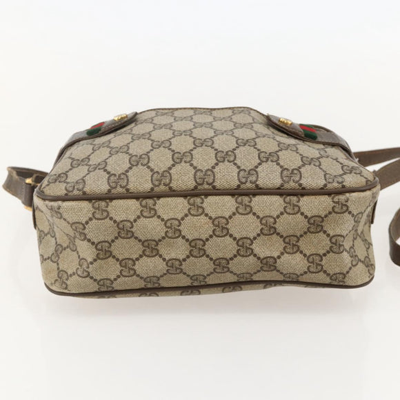 GUCCI GG Supreme Web Sherry Line Shoulder Bag PVC Beige 66 02 049 Auth 175721