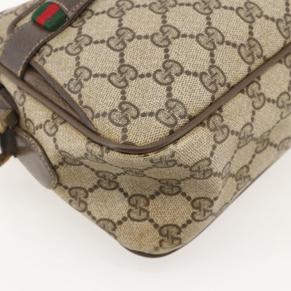 GUCCI GG Supreme Web Sherry Line Shoulder Bag PVC Beige 66 02 049 Auth 175721