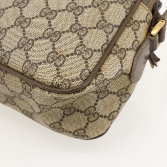 GUCCI GG Supreme Web Sherry Line Shoulder Bag PVC Beige 66 02 049 Auth 175721