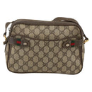 GUCCI GG Supreme Web Sherry Line Shoulder Bag PVC Beige 66 02 049 Auth 175721-13