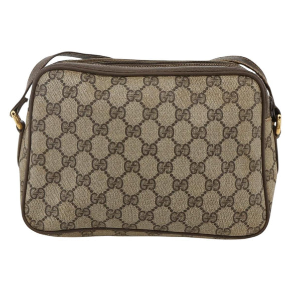 GUCCI GG Supreme Web Sherry Line Shoulder Bag PVC Beige 66 02 049 Auth 175721