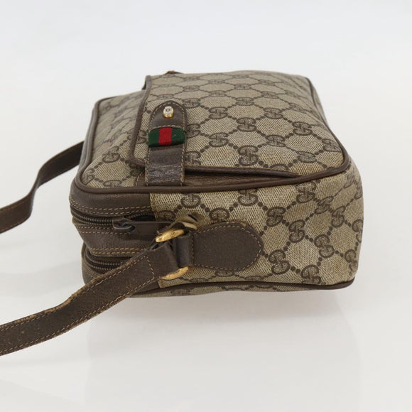 GUCCI GG Supreme Web Sherry Line Shoulder Bag PVC Beige 66 02 049 Auth 175721