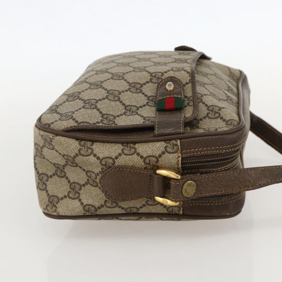 GUCCI GG Supreme Web Sherry Line Shoulder Bag PVC Beige 66 02 049 Auth 175721
