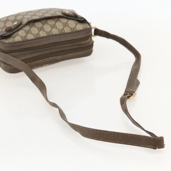 GUCCI GG Supreme Web Sherry Line Shoulder Bag PVC Beige 66 02 049 Auth 175721