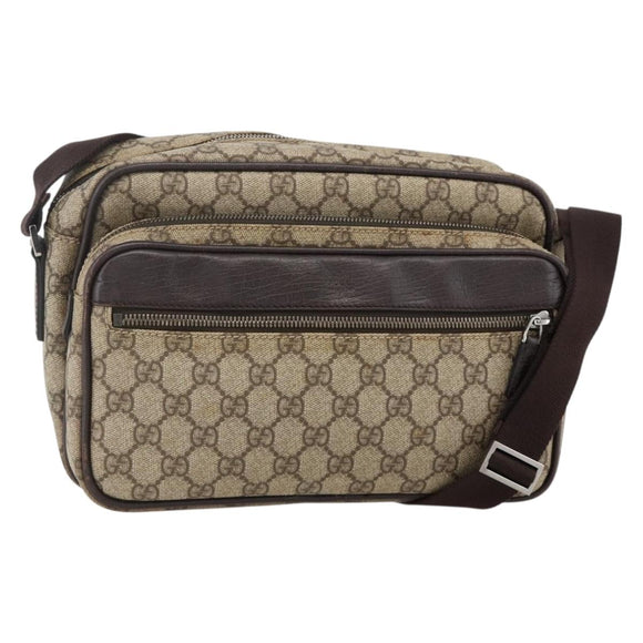 GUCCI GG Supreme Shoulder Bag PVC Beige Silver 114531 Auth 175722