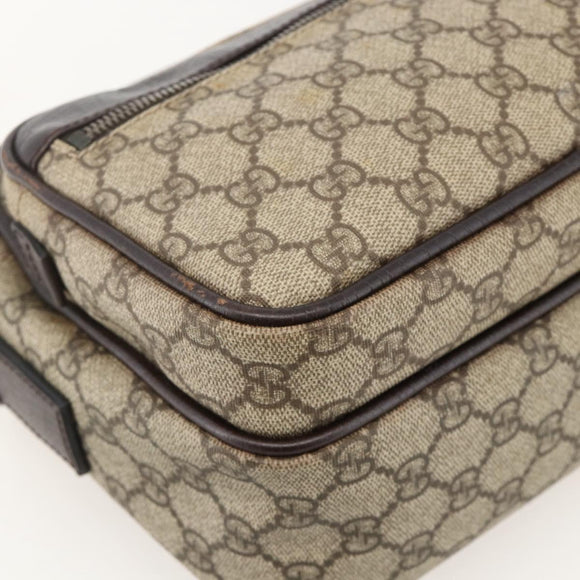 GUCCI GG Supreme Shoulder Bag PVC Beige Silver 114531 Auth 175722