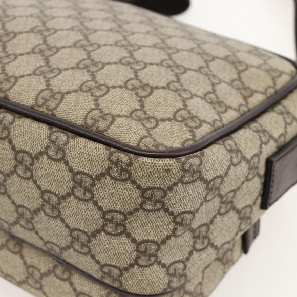GUCCI GG Supreme Shoulder Bag PVC Beige Silver 114531 Auth 175722