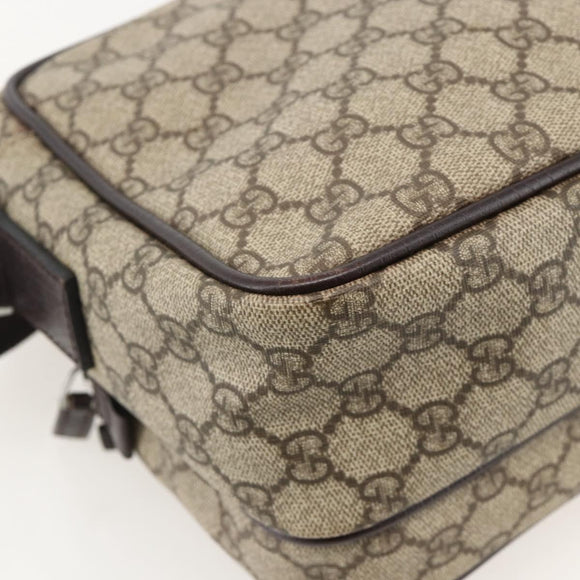 GUCCI GG Supreme Shoulder Bag PVC Beige Silver 114531 Auth 175722