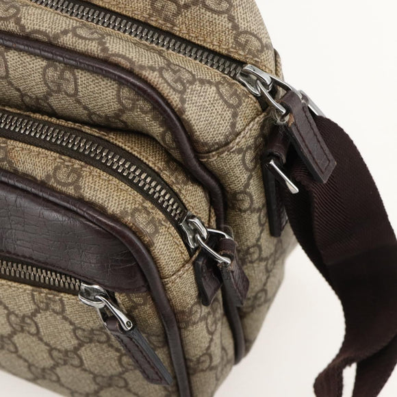GUCCI GG Supreme Shoulder Bag PVC Beige Silver 114531 Auth 175722