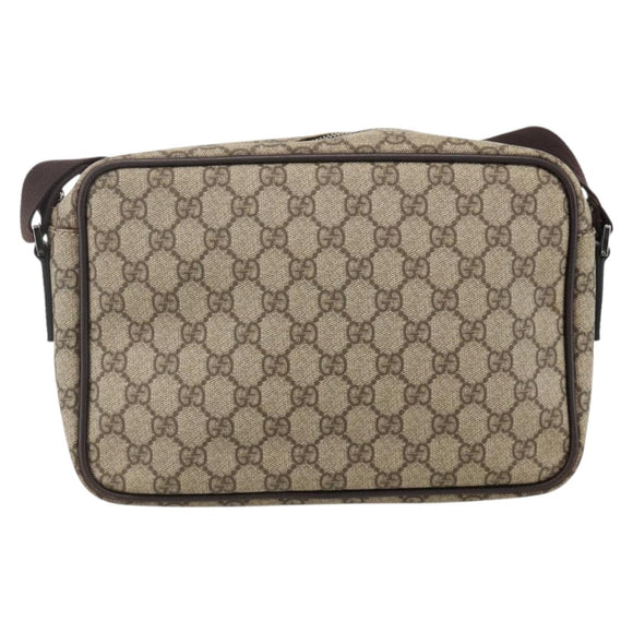 GUCCI GG Supreme Shoulder Bag PVC Beige Silver 114531 Auth 175722