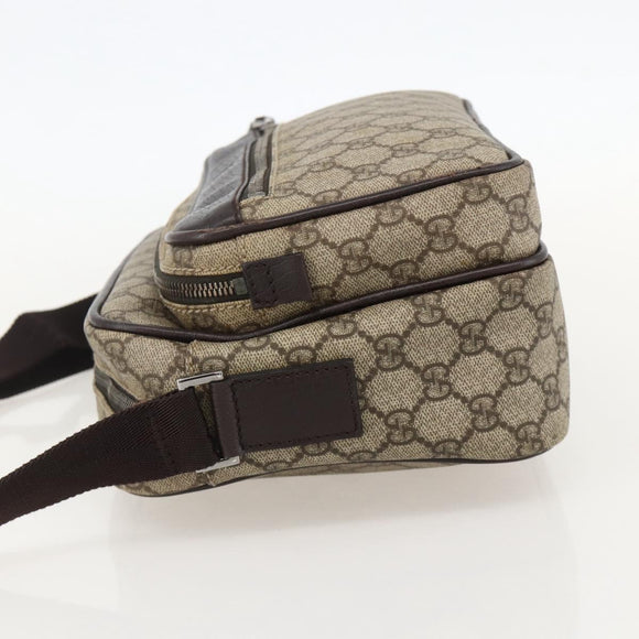 GUCCI GG Supreme Shoulder Bag PVC Beige Silver 114531 Auth 175722