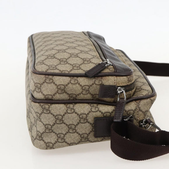 GUCCI GG Supreme Shoulder Bag PVC Beige Silver 114531 Auth 175722