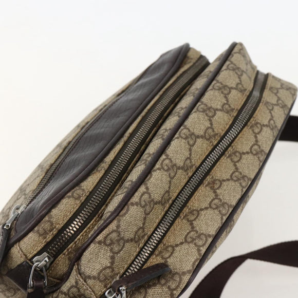 GUCCI GG Supreme Shoulder Bag PVC Beige Silver 114531 Auth 175722
