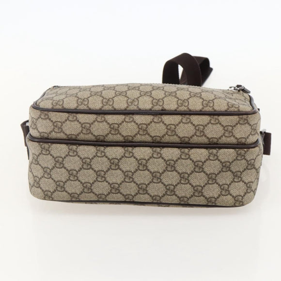 GUCCI GG Supreme Shoulder Bag PVC Beige Silver 114531 Auth 175722