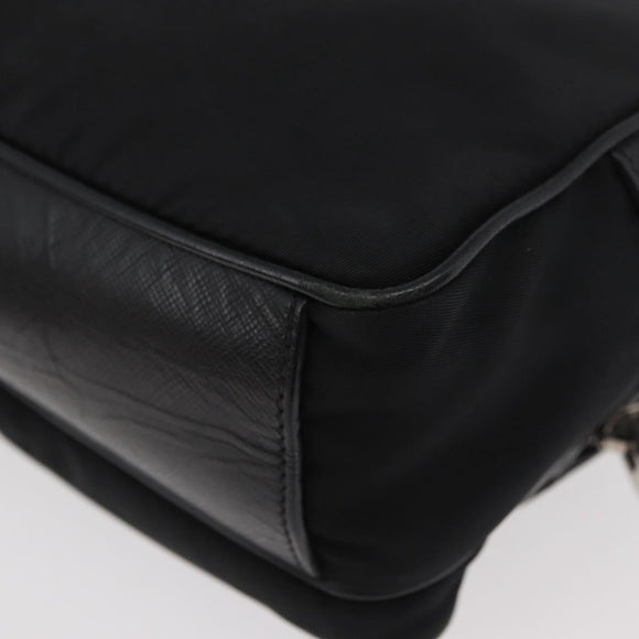 PRADA Shoulder Bag Nylon Black Silver Auth 175723