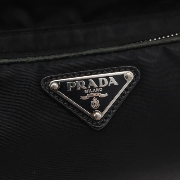 PRADA Shoulder Bag Nylon Black Silver Auth 175723